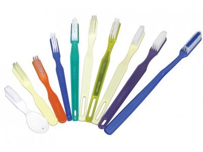 Toothbrush, 46 Tuft, White Nylon Bristles, Semi Trans Green