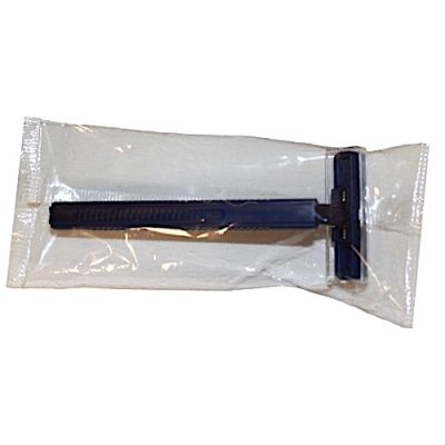Twin Blade Razor (Navy Handle) Poly Bagged (500/pack)