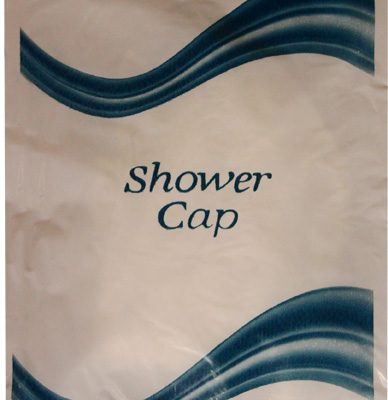18 1/2″ Shower Cap wrapped in printed polybag $0.07 ea (2000/cs)