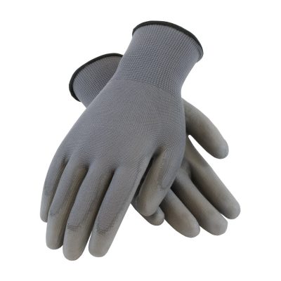 Polyurethane Coated Gray Nylon Knit Gloves