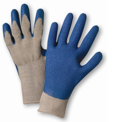 Premium Blue Latex Coated Gray String Knit Gloves