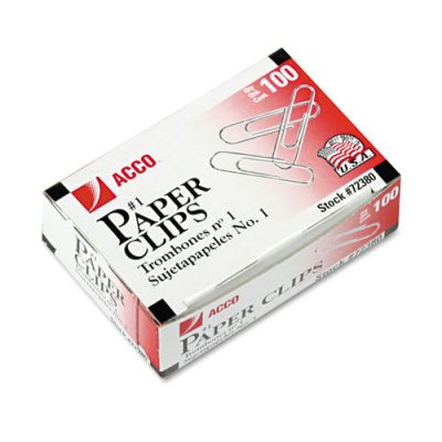 Smooth Economy Paper Clip, Steel Wire, No. 1, Silver, 100/Box, 10 Boxes/Pack