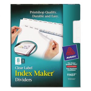 Index Maker Clear Label Dividers, 8-Tab, Letter, White, 5 Sets