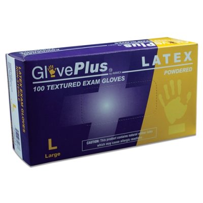 GlovePlus Powdered, Textured Latex Gloves