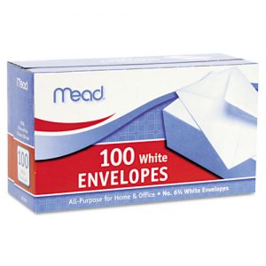 Business Envelope, 3 5/8 × 6 1/2, 20 lb, White, 100/Box