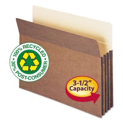 100% Recycled Pocket, 3 1/2 Inch Accordion Expansion, Letter, Redrope, 25/Box