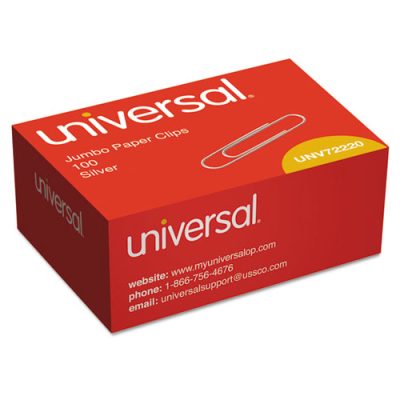 Smooth Paper Clips, Wire, Jumbo, Silver, 100/Box, 10 Boxes/Pack