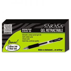 Sarasa Retractable Gel Pen, Black Ink, Medium
