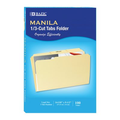 1/3 Cut Legal Size Manila File Folder (100/Box)