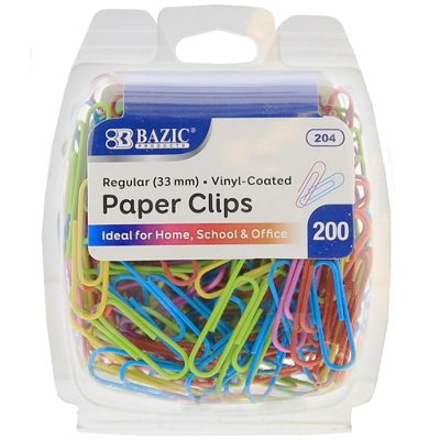 No.1 Regular (33mm) Color Paper Clips (200/Pack)