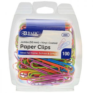 Jumbo (50mm) Color Paper Clips (100/pack)