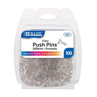 Push Pins Clear Transparent (100/Pack)