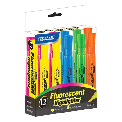 Desk Style Fluorescent Highlighters (12/Box)