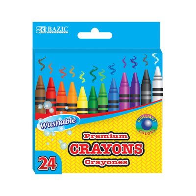 24 Color Washable Premium Crayons (24/Pack)