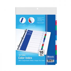 3-Ring Binder Dividers w/ 10-Color Tabs (24/pack)