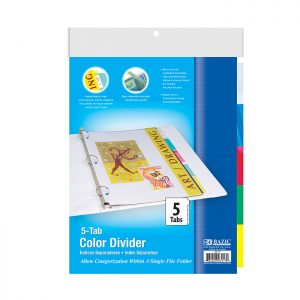 3-Ring Binder Dividers w/ 5-Insertable Color Tabs (24/pack)