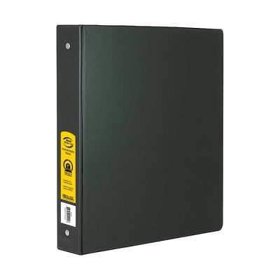 1″ Black 3-Ring Binder w/ 2-Pockets (12/Cs)