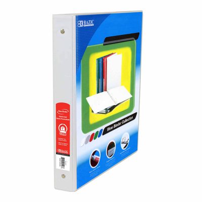 1″ White 3-Ring View Binder w/ 2-Pockets (12/Cs)