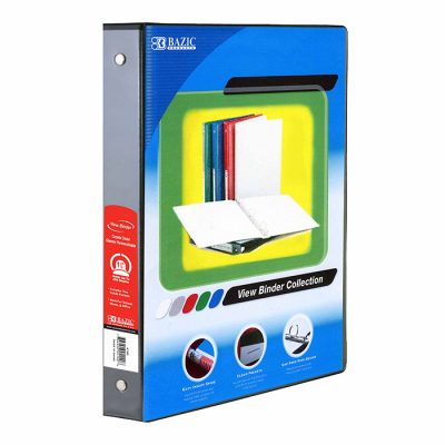 1.5″ Black 3-Ring View Binder w/ 2-Pockets (12/Cs)
