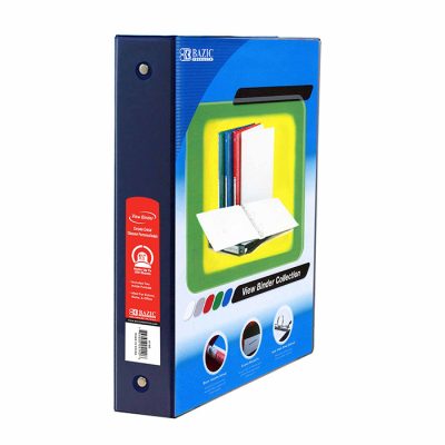 1.5″ Blue 3-Ring View Binder w/2-Pockets(12/Cs)