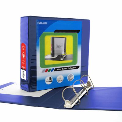 3″ Blue Slant D-Ring View Binder w/ 2 Pockets