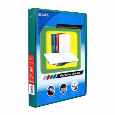 1/2″ Green 3-Ring View Binder w/ 2-Pockets