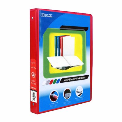 1/2″ Red 3-Ring View Binder w/ 2-Pockets (12/Cs)