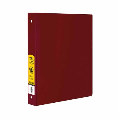 1″ Burgundy 3-Ring Binder w/ 2-Pockets (12/Cs)