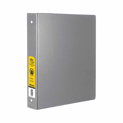 1″ Grey 3-Ring Binder w/ 2-Pockets (12/Cs)