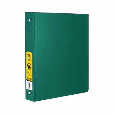 1″ Green 3-Ring Binder w/ 2-Pockets (12/Cs)