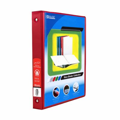 1″ Red 3-Ring View Binder w/ 2-Pockets (12/Cs)