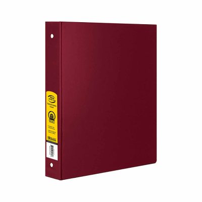 1.5″ Burgundy 3-Ring Binder w/ 2-Pockets (12/Cs)