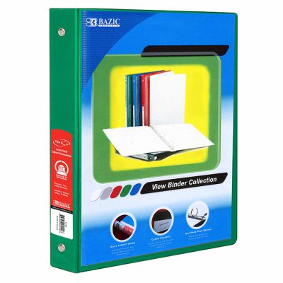 1.5″ Green 3-Ring View Binder w/2-Pockets (12/Cs)