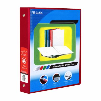 1.5″ Red 3-Ring View Binder w/2-Pockets (12/Cs)