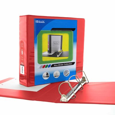 2″ Red Slant-D Ring View Binder w/ 2 Pockets