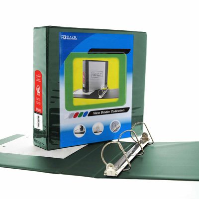 3″ Green Slant-D Ring View Binder w/ 2 Pockets