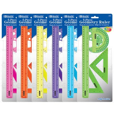 5-Piece Geometry Ruler Combination Sets (24/pack)