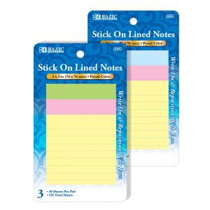 3″ X 3″ Lined Stick On Notes 40 Ct. (3/Pack)