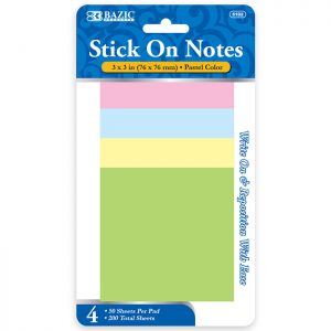 3″ X 3″ Stick On Note 50 Ct. (4/Pack)