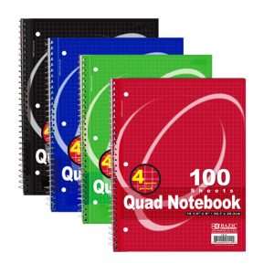 Quad-Ruled 4-1″ Spiral Notebook 100 Ct. (24/Cs)