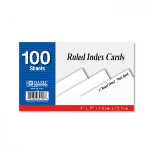 3″ X 5″ Ruled White Index Card 100 Ct. (100/Pack)