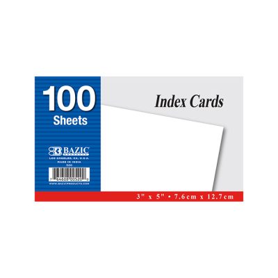 3″ X 5″ Unruled White Index Card 100 Ct. (100/Pack)