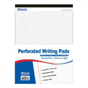 8.5″ X 11.75″ White Perforated Writing Pad  (50/Pack)