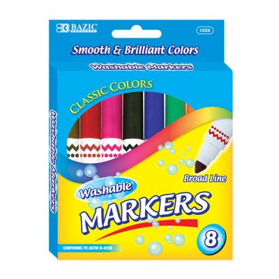8 Color Broad Line Jumbo Washable Markers (8/Pack)