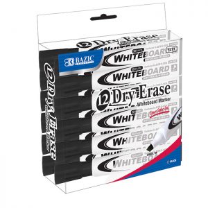 Chisel Tip Dry-Erase Markers Black (12/Box)