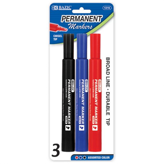 Chisel Tip Jumbo Permanent Marker Asst. Color (3/Pk) InStock Supplies