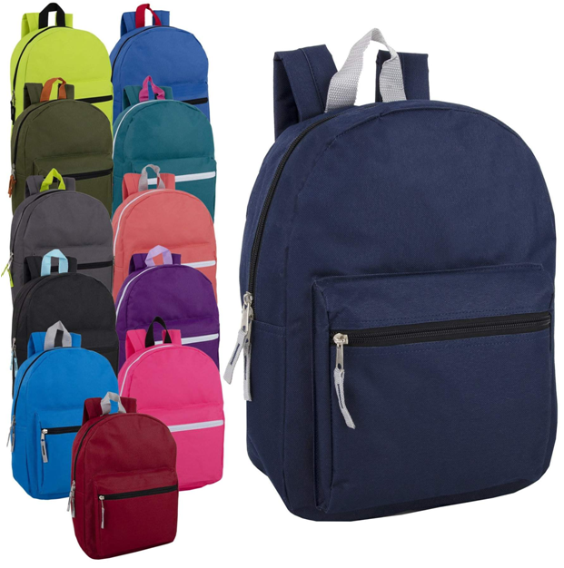 Wholesale 15 Inch Basic Backpack - 12 Colors - InStock Supplies